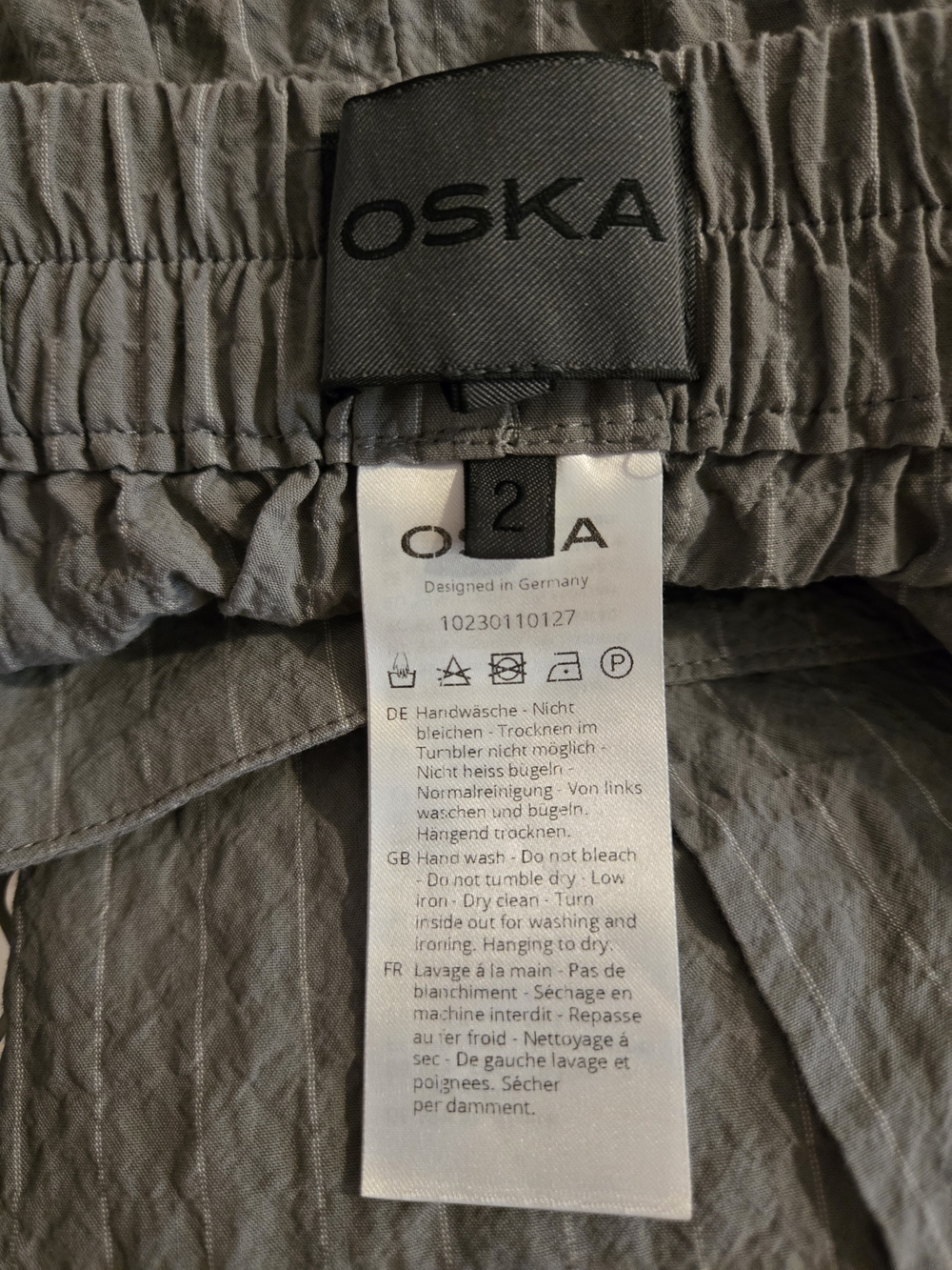 OSKA Germany Pinstripe Wide-Leg Crop Wrap-Front Culottes - Size 2 (Cotton Blend) - Picture 6 of 9